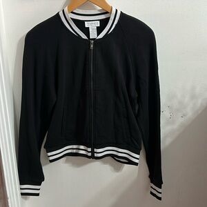 Black Zip-Up Sweater with Side Pockets